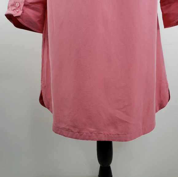 Soft Surroundings Peach/Coral Front Button Up Shirt Dress Roll Tab Sleeves Sz M. - Picture 12 of 14